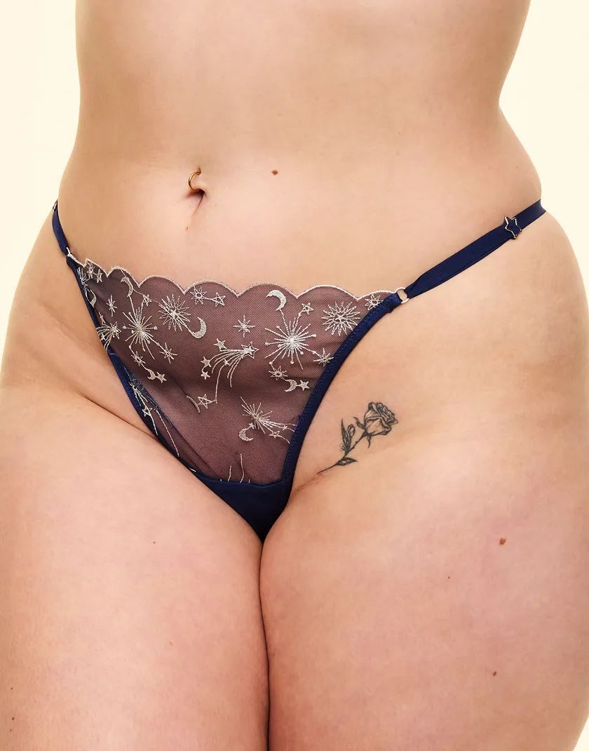 Cassiopeia G-String Dark Blue Plus panty bundle Model 2