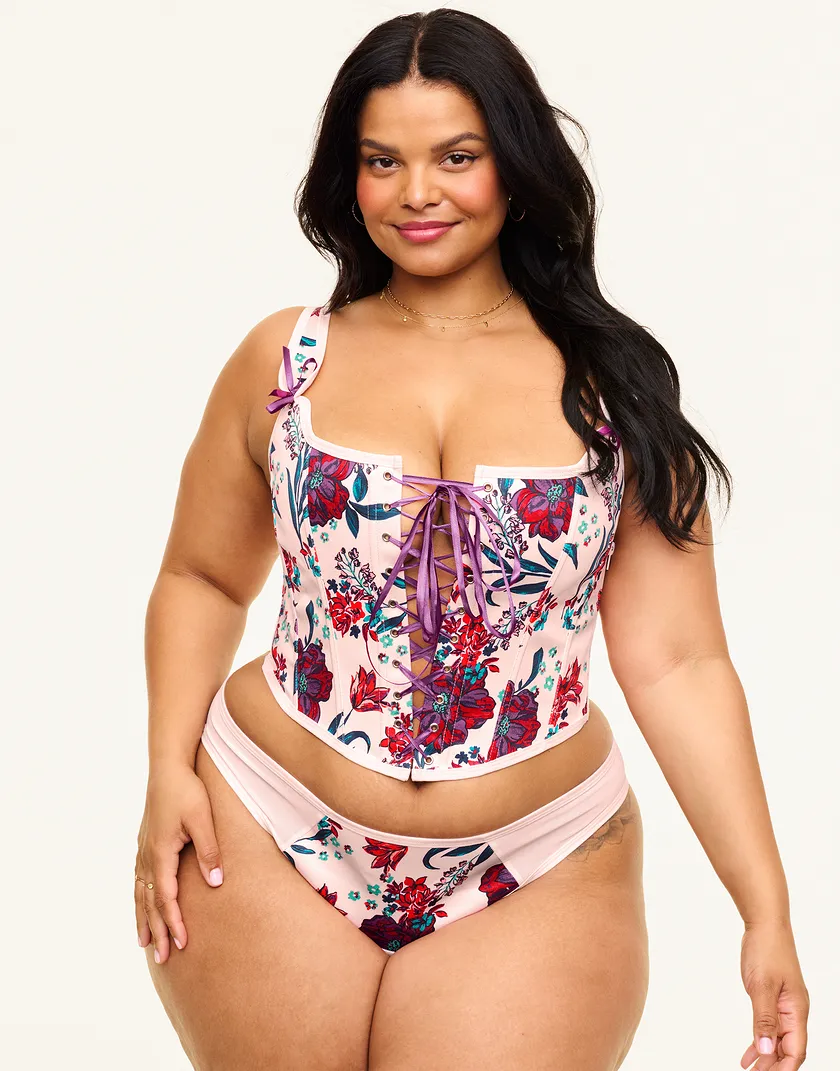 Alex Floral Pink Plus corset bundle Model 2