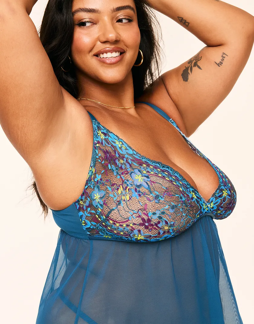 Anatta Floral Blue Plus Unlined lingerie bundle Model 5