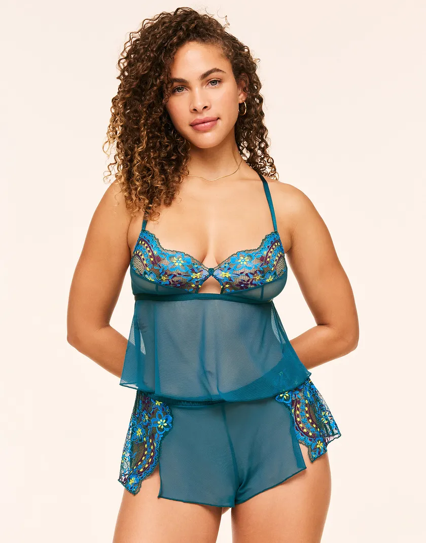Blake Floral Blue Unlined lingerie bundle Model 1