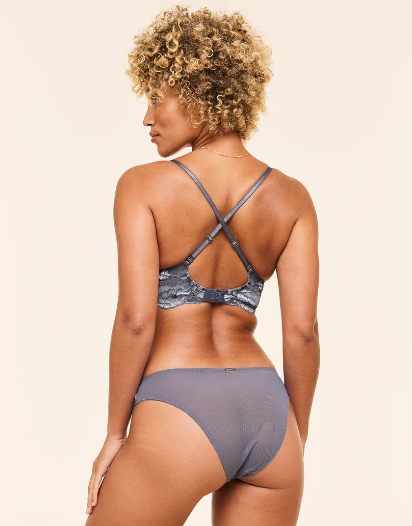 Missy Dark Gray Unlined bra and panty bundle Model 3