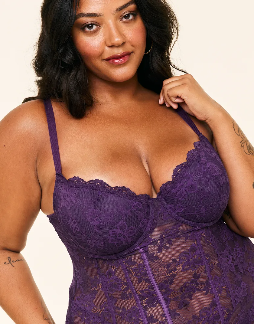 Brielle Dark Purple Plus Contour lingerie bundle Model 5