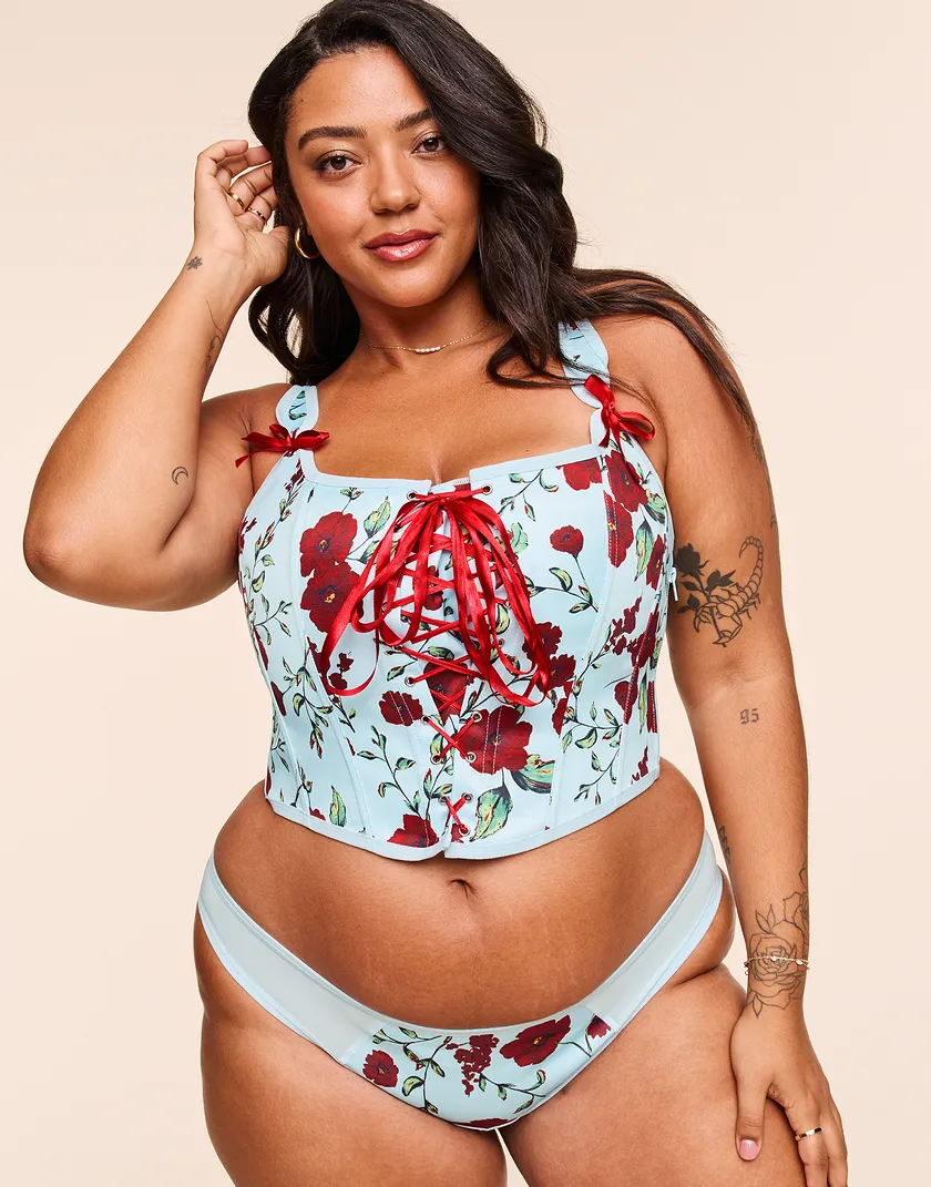 Alex Floral Blue Plus corset bundle Model 2
