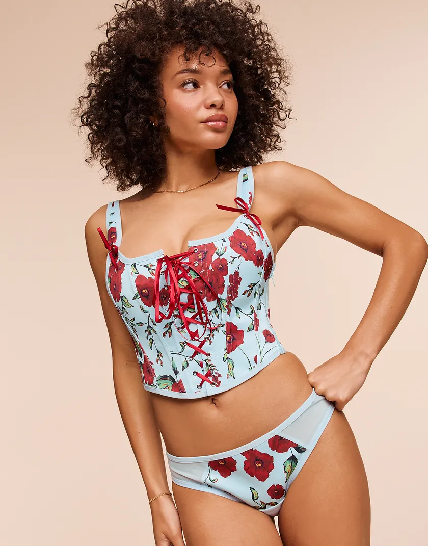 Alex Floral Blue corset bundle Model 1