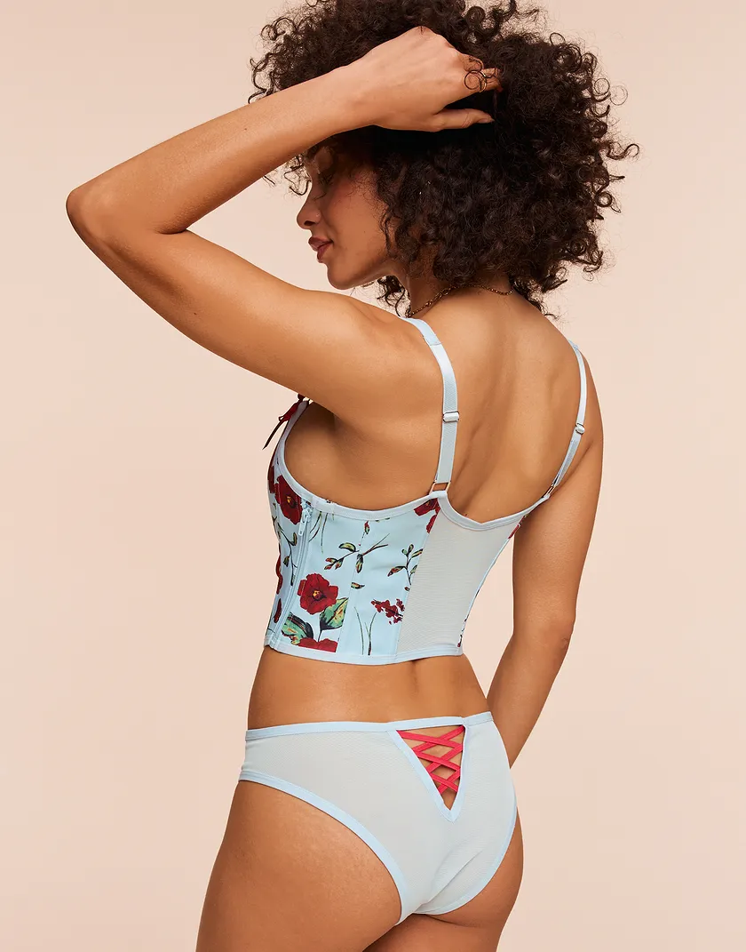 Alex Floral Blue corset bundle Model 6