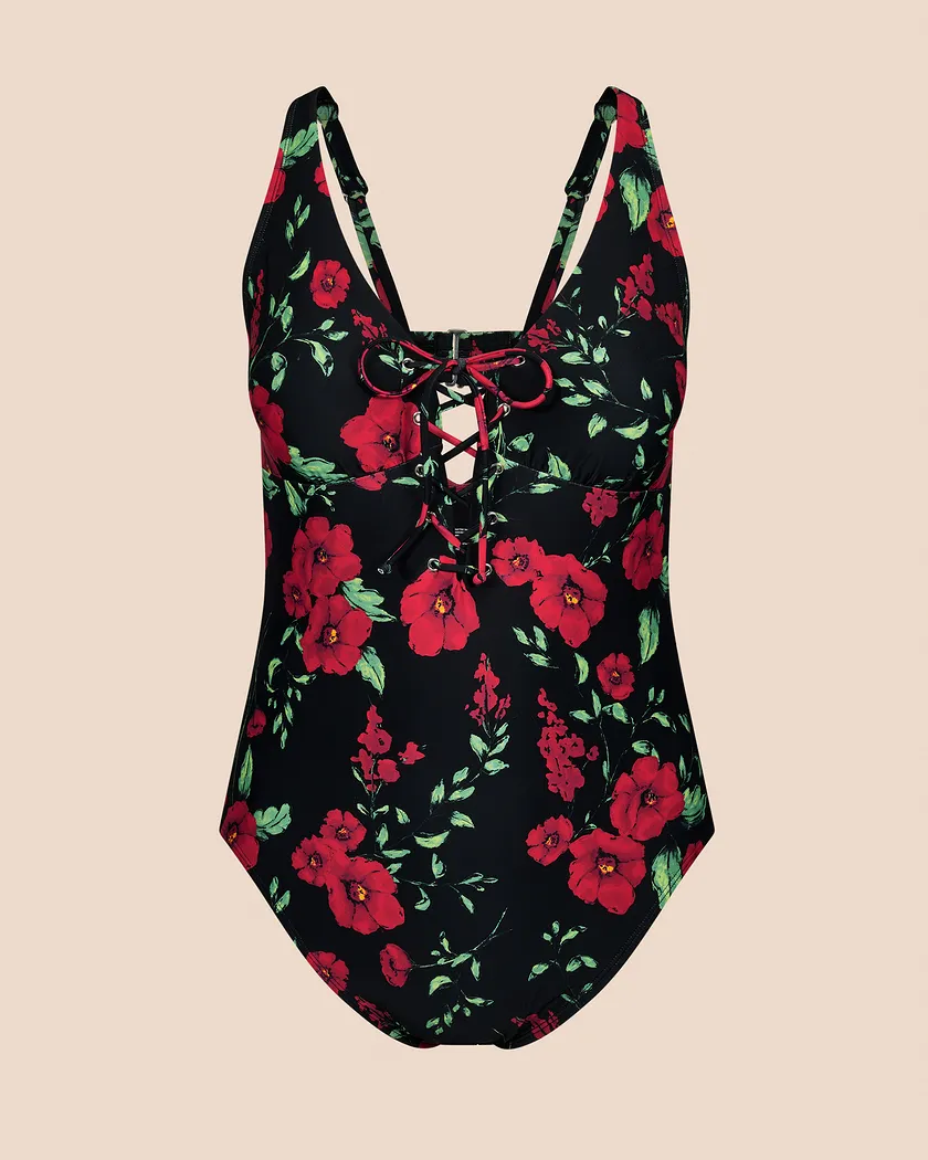 Evangeline Floral Black Plus Contour swimwear bundle Still 2