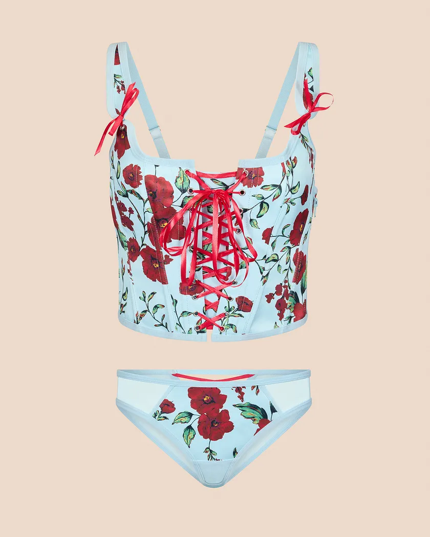 Alex Floral Blue corset bundle Still 3