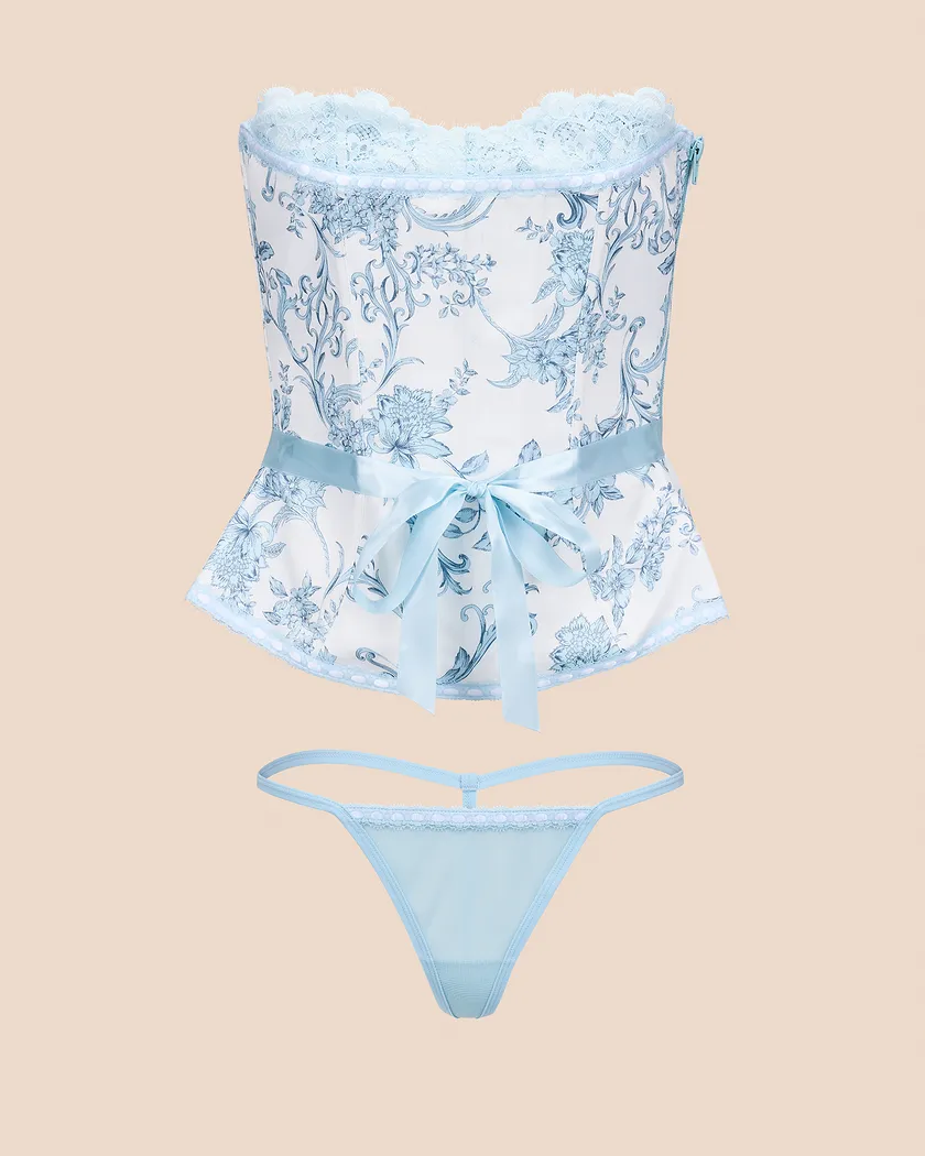 Hopelynn Floral Blue Unlined corset bundle Still 3