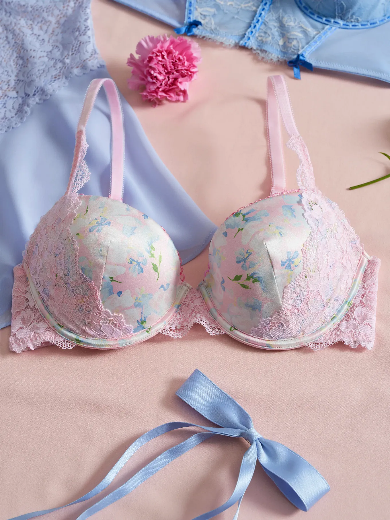 Rochelle Floral Pink Push Up Bra, 30A-38DD | Adore Me Rochelle Floral Pink Push Up Bra, 30A-38DD | Adore Me