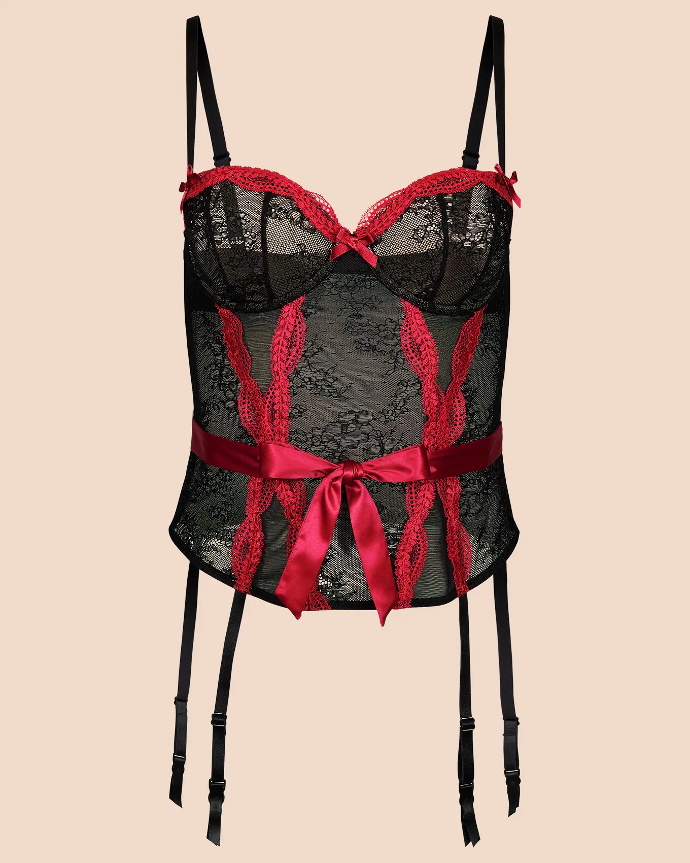 corset garter belt Lace Underwire Bustier, Garter & Thong Set