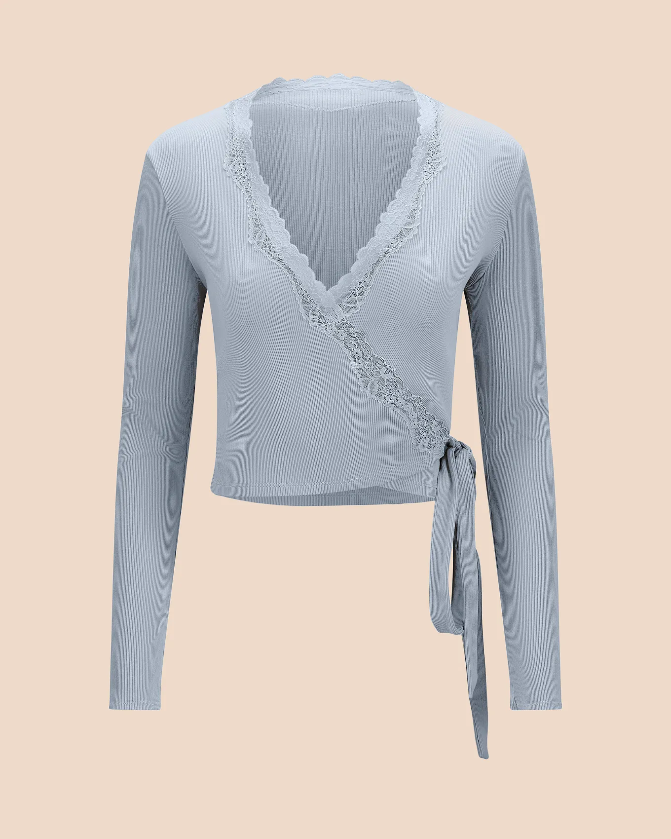 Rib Ballet Wrap Light Blue Long Sleeve Rib Knit Ballet Wrap, XS-XL ...