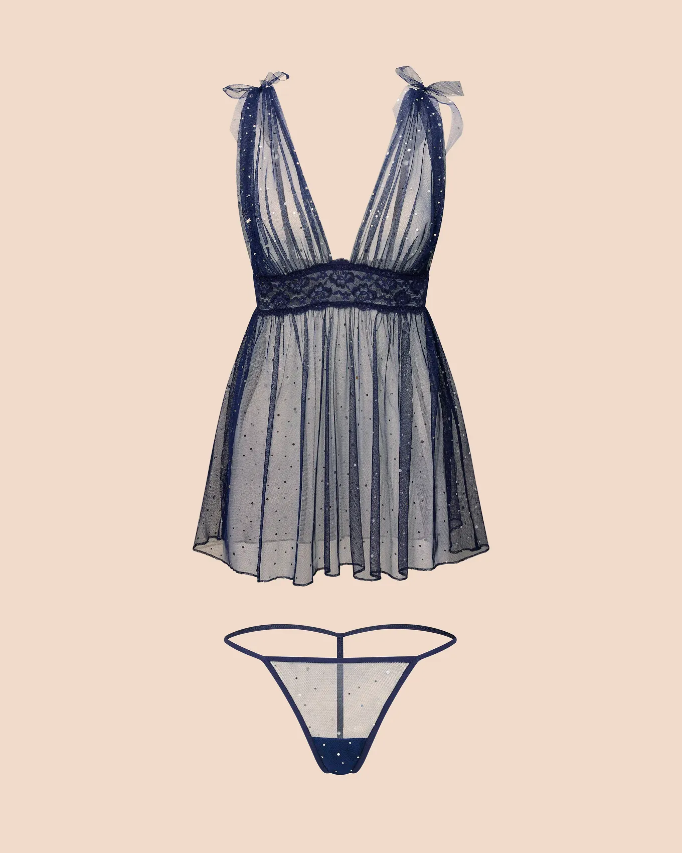 dark blue lingerie dress Blue Lace Satin Mini Dress