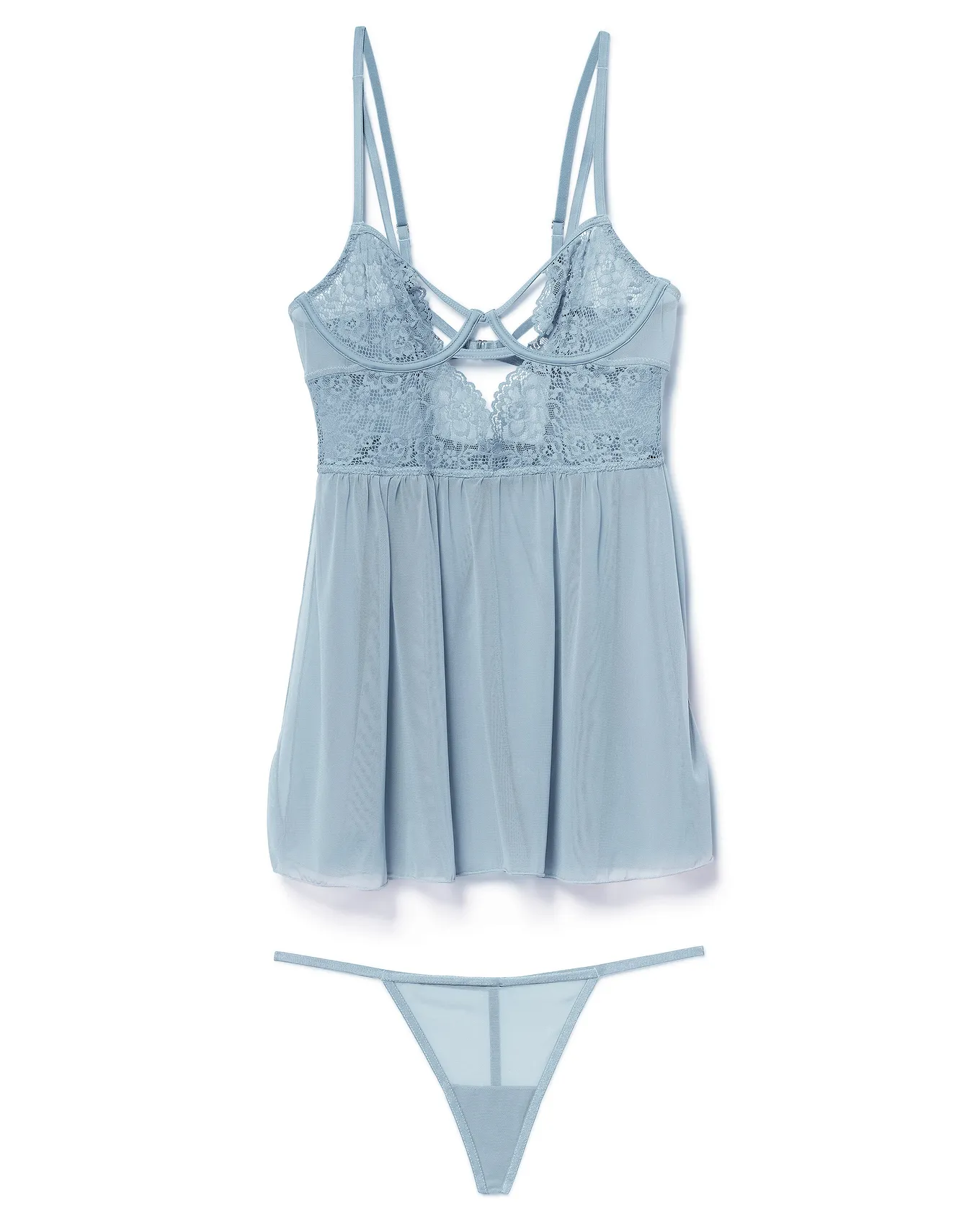 light blue lingerie dress Celestial Bloom Sheer Babydoll Lingerie
