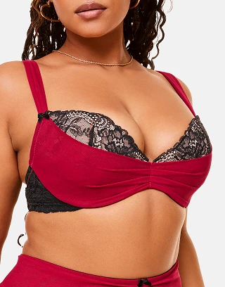 Clairabella Dark Red 2 Contour bra bundle Model 1