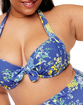 Shelby Floral Blue 4 Contour swimwear bundle Model 2