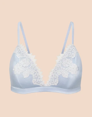 Vegan Silk Bralette Medium Blue Unlined bra bundle Still 2