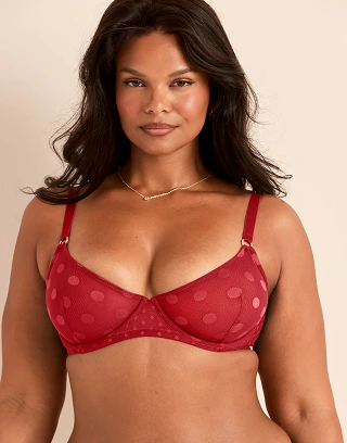 Bertie Dark Red 2 Unlined bra bundle Model 2
