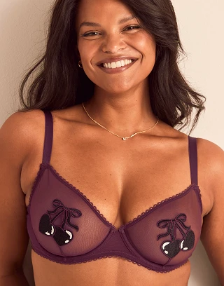 Alyshia Dark Purple 3 Unlined bra bundle Model 2