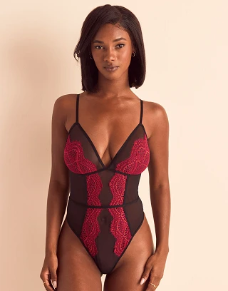 Phebe Dark Red Unlined lingerie bundle Model 1