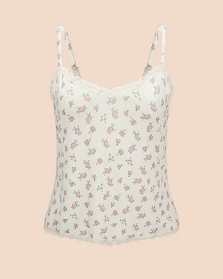 Pointelle Cami Floral Beige lounge bundle Still 2