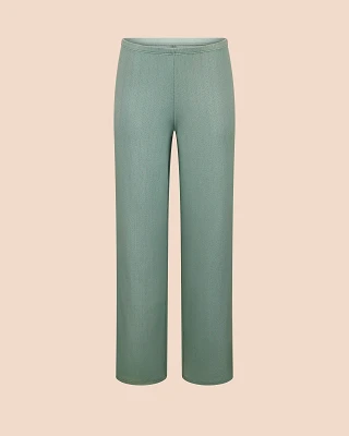 Pointelle Pant Medium Green lounge bundle Still 2