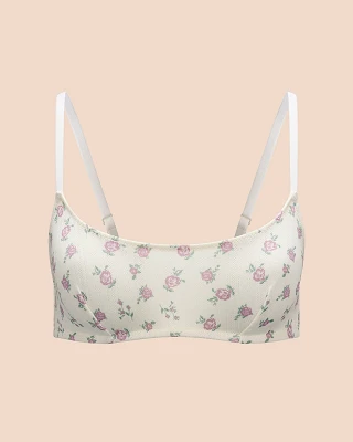 Pointelle Scoop Floral Beige Unlined bra bundle Still 2
