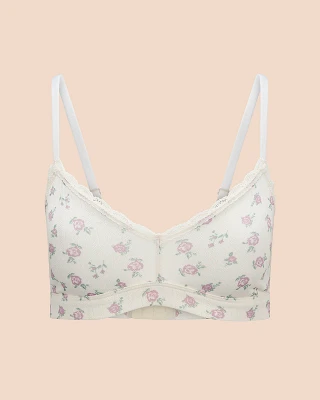 Pointelle Scoop Bralette Floral Beige Unlined bra bundle Still 2