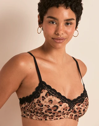 Jersey Triangle Animal Brown Unlined bra bundle Model 1