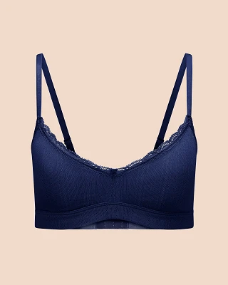 Pointelle Scoop Bralette Dark Blue Unlined bra bundle Still 2