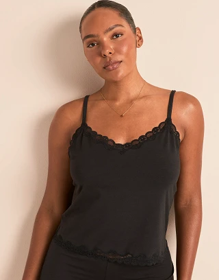 Jersey Cami Black Unlined lounge bundle Model 1