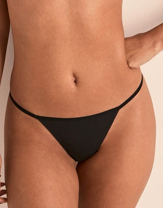 Jersey G-String Black panty bundle Model 1
