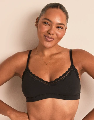 Jersey Triangle Black Unlined bra bundle Model 1
