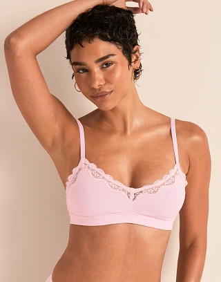 Jersey Triangle Light Pink Unlined bra bundle Model 1