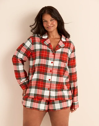 Cecelia Plaid Beige Plus sleepwear bundle Model 2