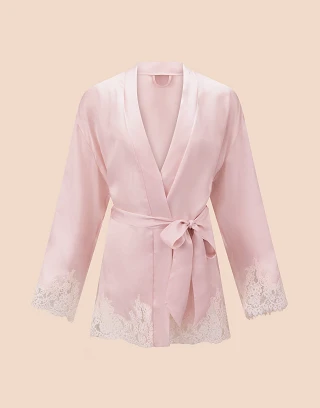 Vegan Silk Robe Light Pink sleepwear bundle Still 2