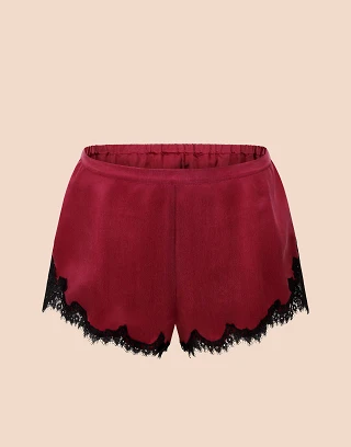 Vegan Silk Short Dark Red sleepwear bundle Still 2