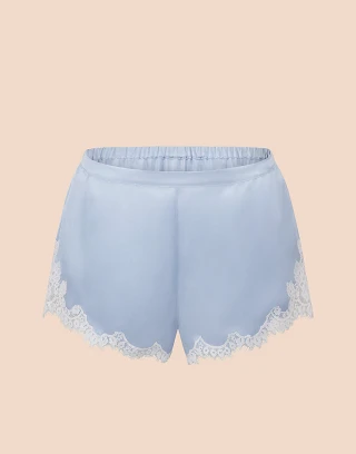 Vegan Silk Short Medium Blue sleepwear bundle Still 2