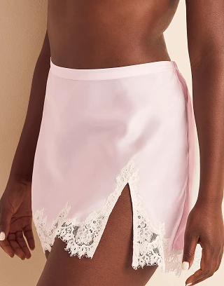 Vegan Silk Slip Skirt Light Pink lingerie bundle Model 1