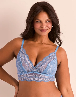 Suzanne Medium Blue 2 Unlined bra bundle Model 2