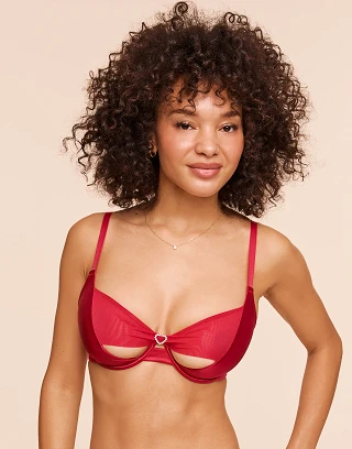 Libi Dark Red 3 Unlined bra bundle Model 1