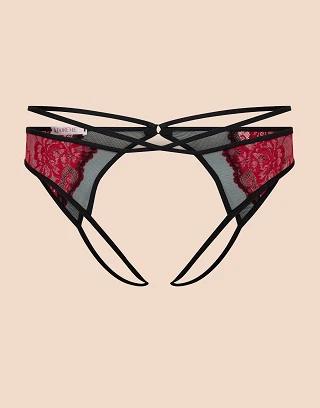 Saveria Crotchless Dark Red panty bundle Still 2