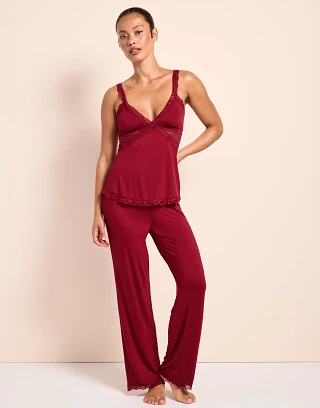 LenaMarie Dark Red sleepwear bundle Model 1