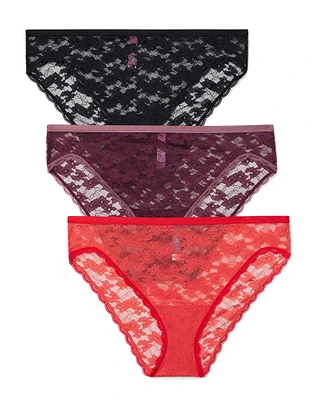 3-Pack Amylia Allover Lace Brief Black Plus panty pack Still 2