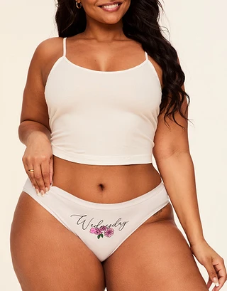 7-Pack Elaina Printed Cotton Bikini Placement Pink Plus panty pack Model 1