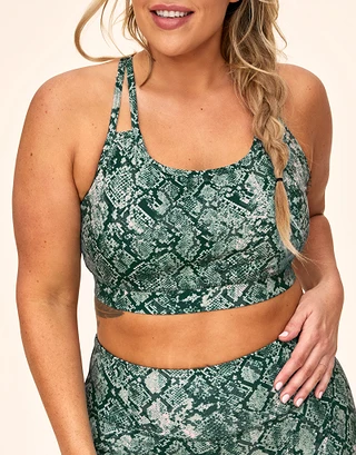 Cora Cozy Bra Animal Green Plus Lined activewear bundle Model 2