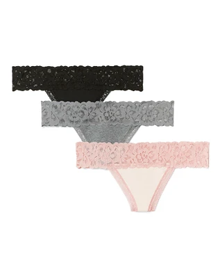 3-Pack Kourtney Cotton Thong Gray Plus panty pack Still 2