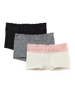 3-Pack Leondra Cotton Shortie Gray panty pack Still 2