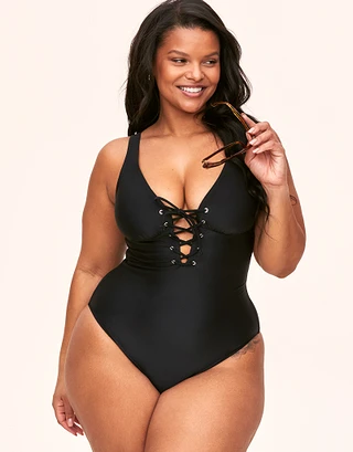 Evangeline Black Plus Lightly Lined swimwear bundle Model 1