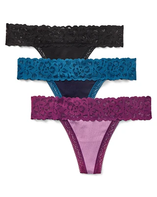 3-Pack Kourtney Cotton Thong Black Plus panty pack Still 2