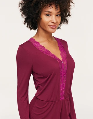 Charlotte Dark Red sleepwear bundle Model 1